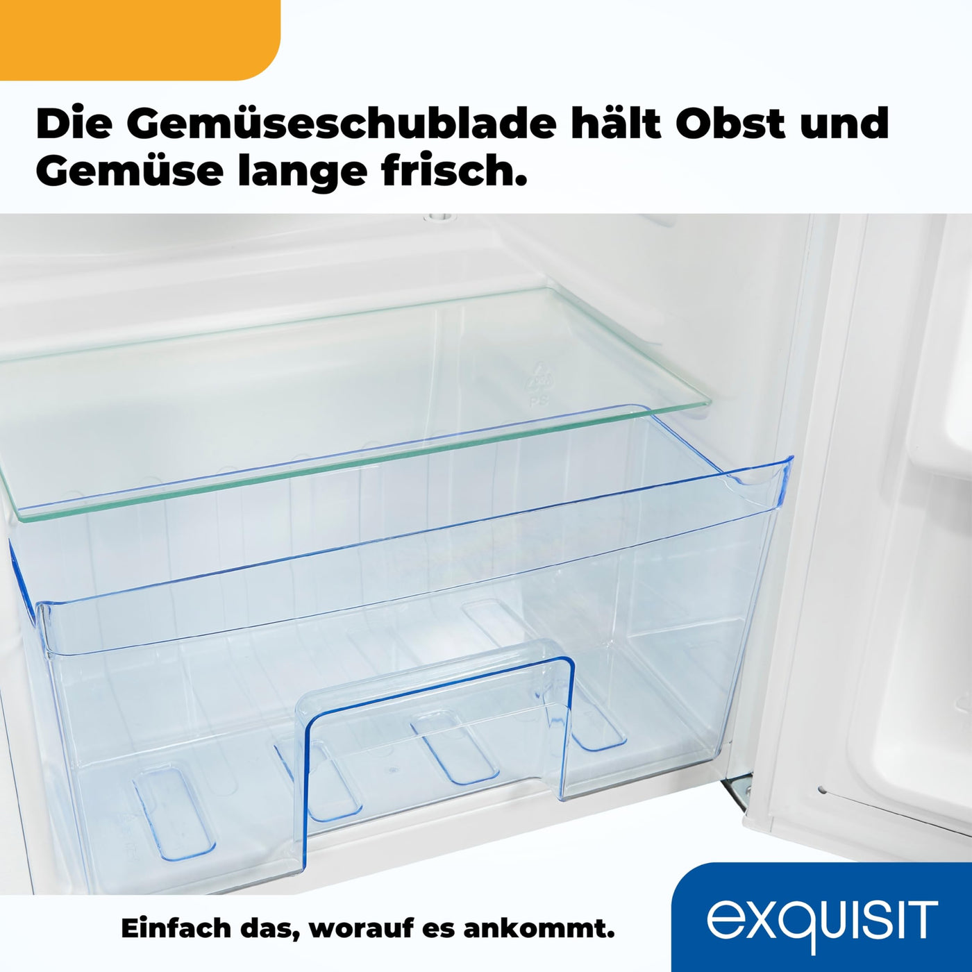 Exquisit Vollraumkühlschrank 75 Liter, Freistehend, Kühlschrank klein und kompakt, 45cm Breit, LED-Innenbeleuchtung, KS585-V-091E