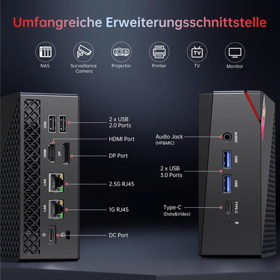 ACEMAGICIAN AM06 Pro Mini PC, AMD Ryzen 7 5825U (8C/16T, bis zu 4.5Ghz),32GB DDR4 512GB M.2 SSD Mini Computer mit W11 PRO | 4K Triple Display | Typ-C | Dual Ethernet | WiFi 6 | BT 5.2