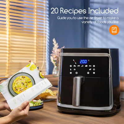 Aigostar Cube - Heißluftfritteuse 7L XXL, Airfryer 1900W, 7 Programmen, Warmhalten, 20 Rezepte, ohne Öl, für 6-10 Personen, Air Fryer mit Digitalem LED-Touchscreen, Schwarz