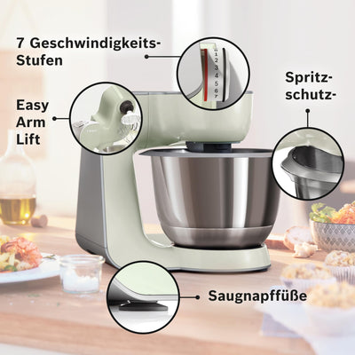 Bosch Hausgeräte MUM58L20 Küchenmaschine, Grau / Silber, 27.1 cm l x 28.2 cm w x 28 cm h