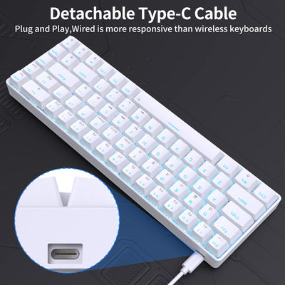 Dierya×TMKB T68se Gaming Mechanische Tastatur,60% Prozent Tastatur mit Red Linear Switch,Ultra-Compact Mini 68 Tasten Anti-Ghosting,Typ-C-Datenkabel,US Layout für PC Windows Gamer Typist