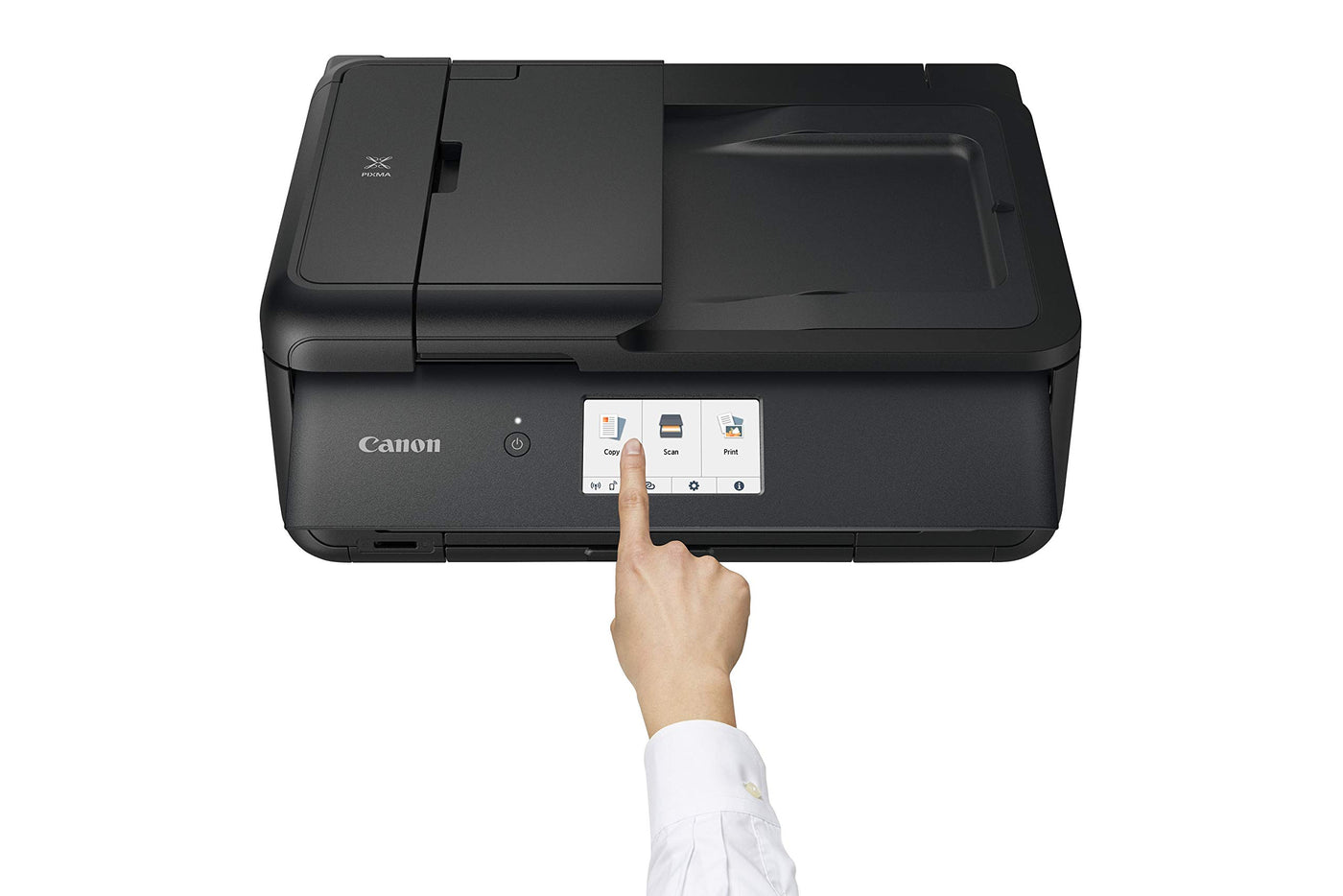 Canon PIXMA TS9550a Drucker Farbtintenstrahl Multifunktionsgerät DIN A4 A3 (Drucker A3, Scanner, Kopierer, 5 Separate Tinten, WLAN, LAN, Print App, 2 Papierzuführungen, Duplexdruck) schwarz