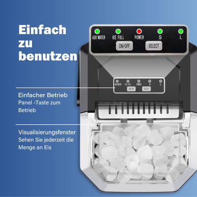 FOOING Eiswürfelmaschine Mini Tragbar,12kg/24h, Kompakt Eiswürfelbereiter Maschinen Arbeitsplatte,6-Minuten-Schnelleis-Maschine,Selbstreinigende ice maker für Zuhause, 2 Größen von Eis