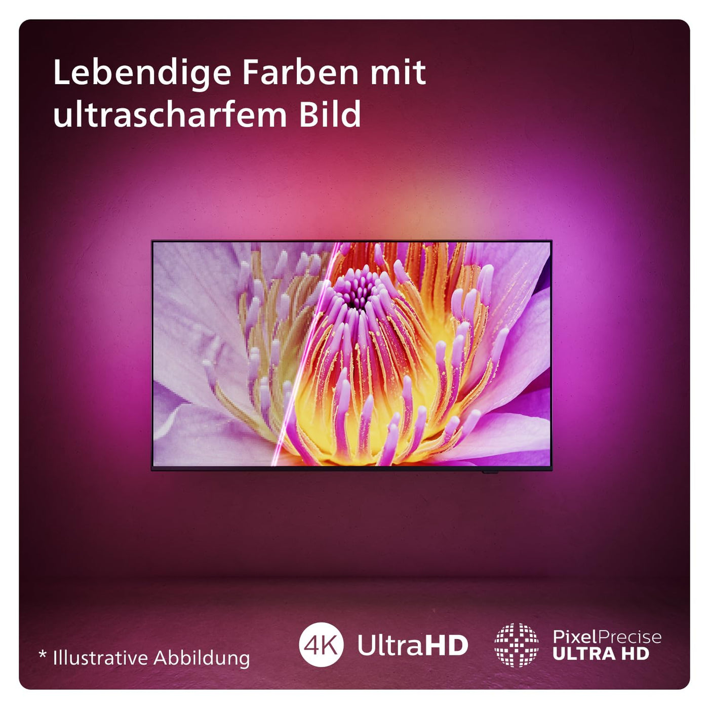 Philips Ambilight 65PUS8109 4K LED Smart TV - 65-Zoll Display mit Pixel-präziser Ultra HD, Titan OS Plattform und Dolby Atmos, Funktioniert mit Alexa und Google Sprachassistent - Satiniertes Chrom