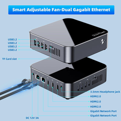 DreamQuest Mini PC Windows 11 32GB RAM 1TB M.2 SSD, Intel N95 (bis zu 3.40GHz) Desktop Computer Micro Business PC Support 4K HDMI Triple Monitor,2X Gigabit,USB3.2x4/WiFi 5/BT4.2 for Office