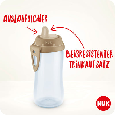 NUK First Choice Kiddy Cup Trinklernbecher | 12+ Monate | auslaufsichere | beißresistenter Trinkschnabel | Clip & Schutzkappe | 300 ml | BPA-frei | Krokodil (gelb), 10255670