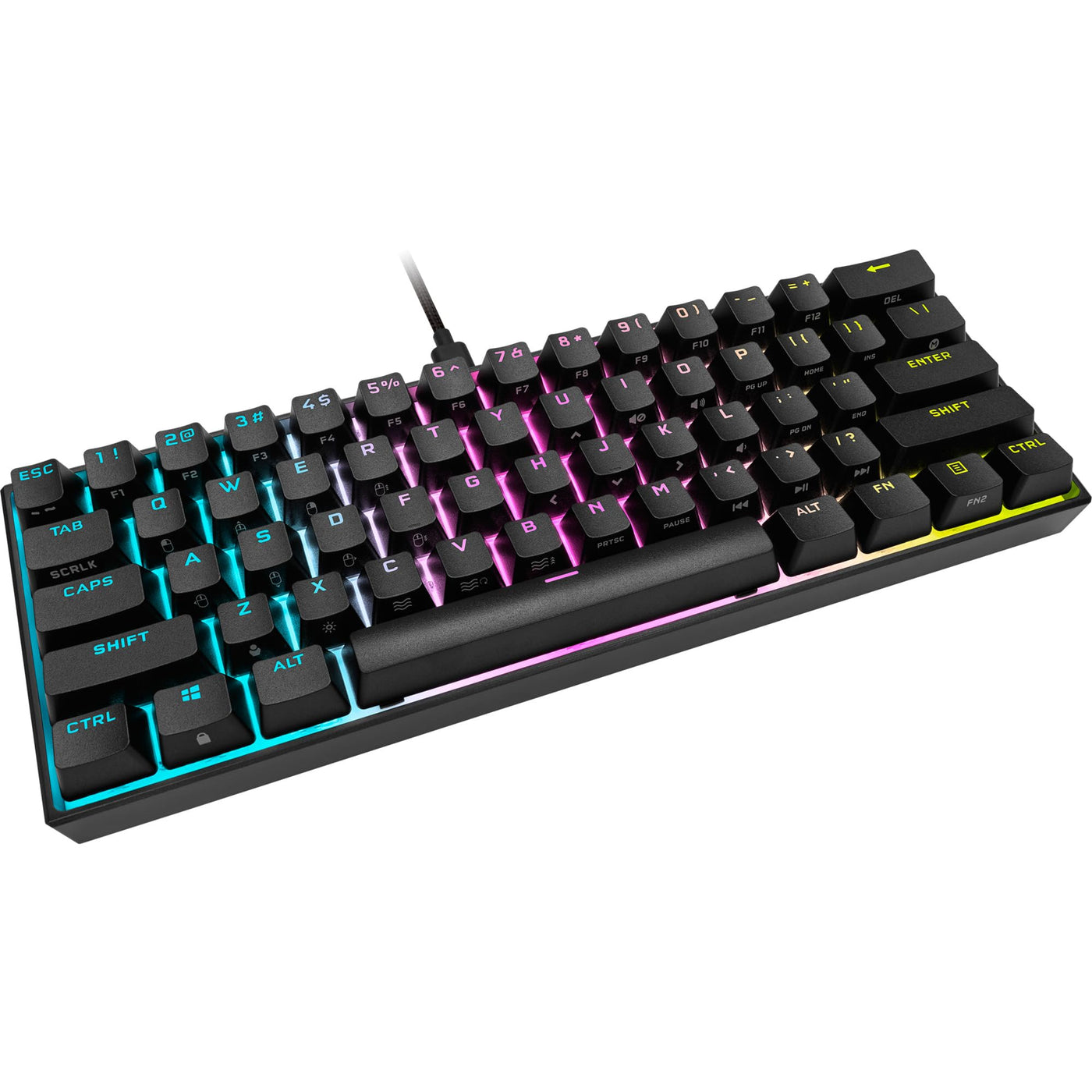 Corsair K65 RGB MINI 60% Mechanische Gaming-Tastatur (Anpassbare RGB-Beleuchtung einzelner Tasten, CHERRY MX SPEED-Tasten, PBT-Double-Shot-Tastenkappen, AXON-Technologie) QWERTZ, Schwarz