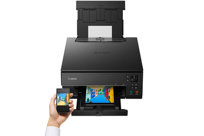 Canon PIXMA TS6350a Drucker Farbtintenstrahl Multifunktionsgerät DIN A4 (Fotodrucker, Scanner, Kopierer, OLED, 4.800x1.200 dpi, USB, WLAN, 5 separate Tinten, Duplexdruck, 2 Papierzuführungen), schwarz