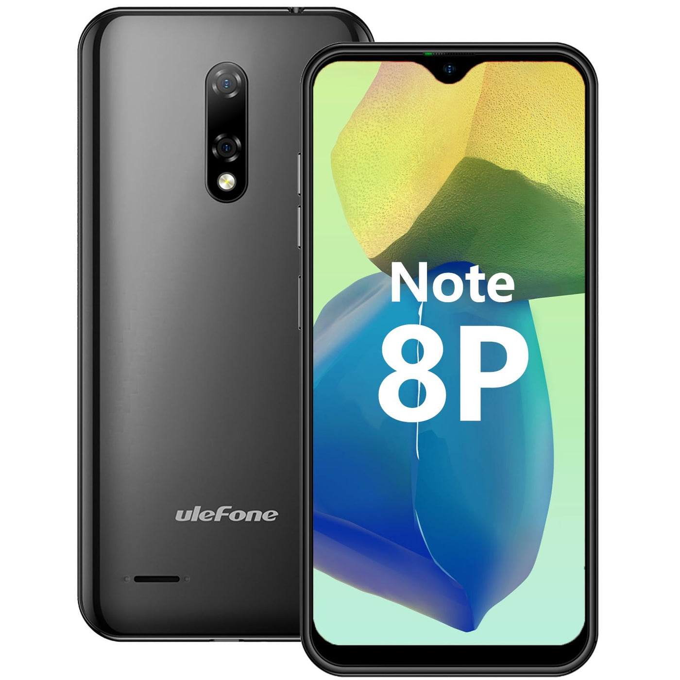 Ulefone Note 8P Handy Günstig 5,5-Zoll Smartphone ohne Vertrag 2GB + 16GB/128GB erweiterbar 4G LTE Dual SIM Quad Core Android Handy 2700mAh 8MP+5MP Kamera 3 Kartensteckplatz Face ID GPS Schwarz