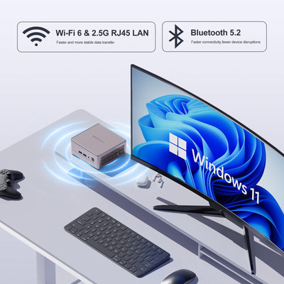 GEEKOM NUC Mini PC A5, AMD Ryzen 7 5825U (bis zu 4.5GHz) Desktop PC, Mini Computer, 16 GB DDR4 512GB SSD mit Windows 11 Pro, WiFi 6, HDMI, BT 5.2 PC für Spiele und Büro