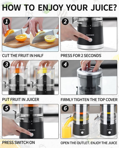 Zitronenpresse Elektrisch Saftpresse Elektrisch Orangenpresse Zitruspresse Tragbare USB-Aufladung Juicer Entsafter für Orange, Zitronen, Zitrusfrüchte