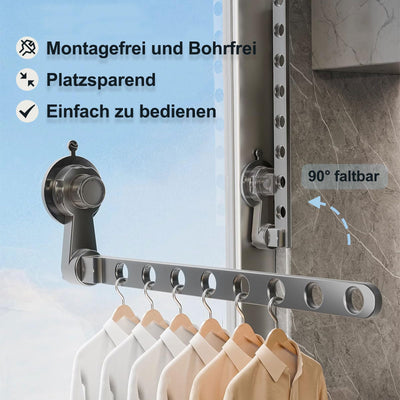 Groyells Verstellbarer Wäscheständer mit Saugnapf, Ausziehbarer Kleiderlüfter aus Aluminium, Wäschetrockner Wand, Wäscheständer Badewanne, Balkon Wäscheständer, für Waschraum, Schlafzimmer, Balkon