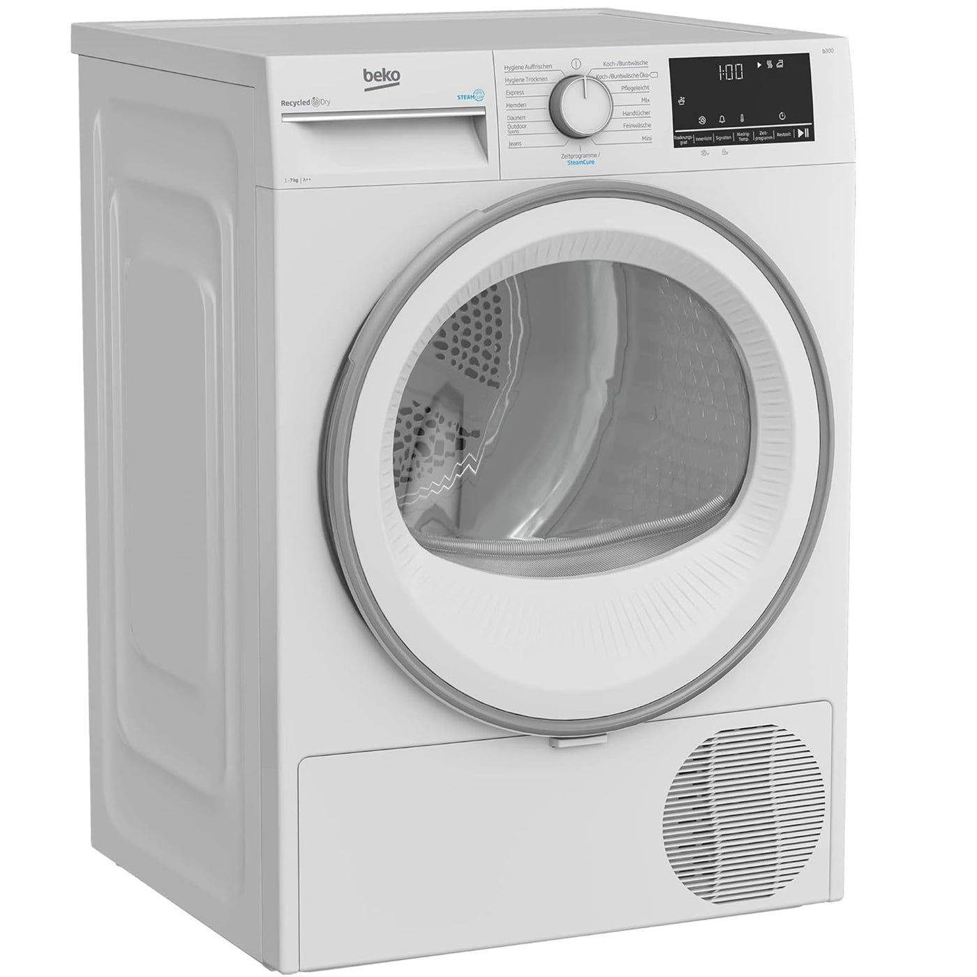 Beko B3T41239 Wäschetrockner 7KG, Frontlader Wärmepumpentrockner, Allergikergeeignet, 15 Programme, Dampffunktion, Extra schlank (54,3cm tief), Multifunktionsdisplay, Schontrommel, Weiß