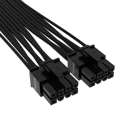 Corsair Premium 600W PCIe 5.0 / Gen 5 12VHPWR-Netzteilkabel – Passend für Typ-4-Netzteile über Zwei 8-Pin-PCIe-Anschlüsse – 12+4-Pin-Stecker – Mesh-Paracord-Ummantelung – Schwarz