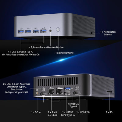 GEEKOM AI Mini PC GT1 Mega - Intel Core U7 155H,16 Kerne 22 Threads, Bis zu 4.8GHz, 2.5Gbps Dualer LAN Port, Mini PC Windows 11 Pro 32GB DDR5+1TB SSD mit WiFi 7, Real-time AR, Vier 4K-Displays, BT5.4