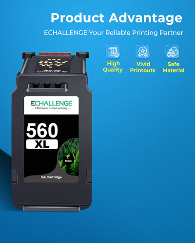 ECHALLENGE PG-560 XL PG-560XL Multipack Tintenpatrone für Canon 560XL für Pixma TS5350 TS5351 TS5352 TS5353 TS7450 TS7451 (Schwarz 2er-Pack)