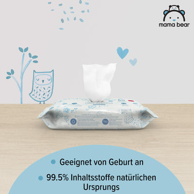 Amazon-Marke - Mama Bear Ultra Sensitive Baby Feuchttücher, Unparfümiert, 1080 Stück (18 packungen mit 60)