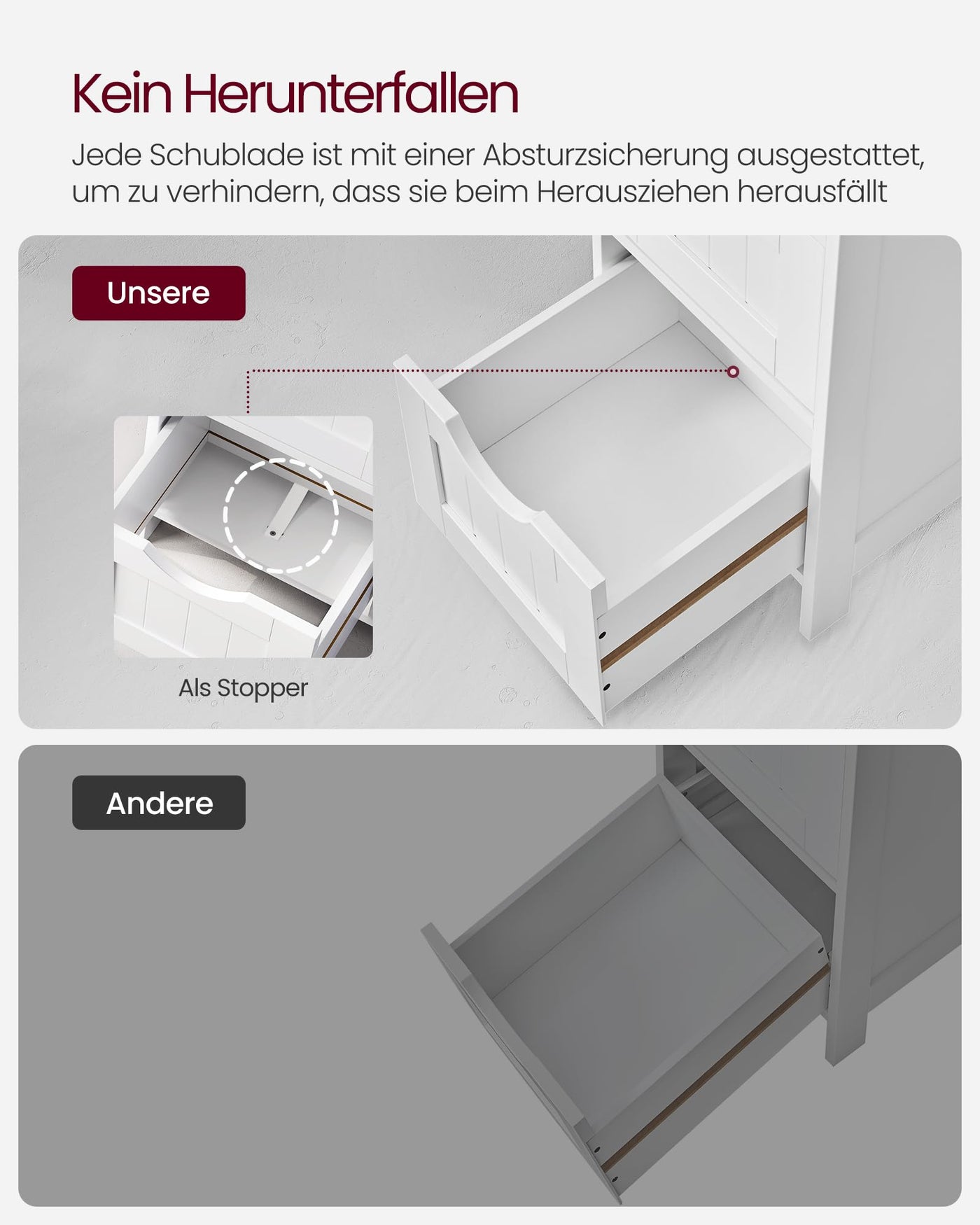 VASAGLE Badezimmerschrank, Badschrank, Beistellschrank mit 4 Schubladen, 30 x 30 x 82 cm, für Badezimmer, Wohnzimmer, Esszimmer, Küche, modern, weiß LHC40W