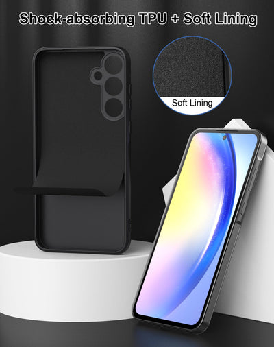 Foluu Liquid Silicone Case für Samsung Galaxy A55 5G Hülle, Silikon stoßfeste Handyhülle mit [weichem, kratzfestem Mikrofaserfutter] für Samsung Galaxy A55 5G 2024 (Schwarz)