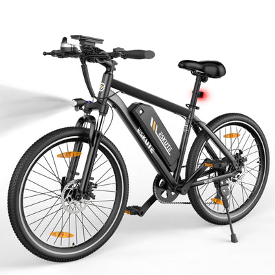 ESKUTE M100 E Bike Herren Damen, E-Mountainbike Elektrofahrrad 27.5 Zoll E-Cityrad mit 36V 10.4Ah Abnehmbarer Lithium-Akku, Heckmotor 50 Nm Drehmoment, EU-Konformes E Fahrrad, Schwarz