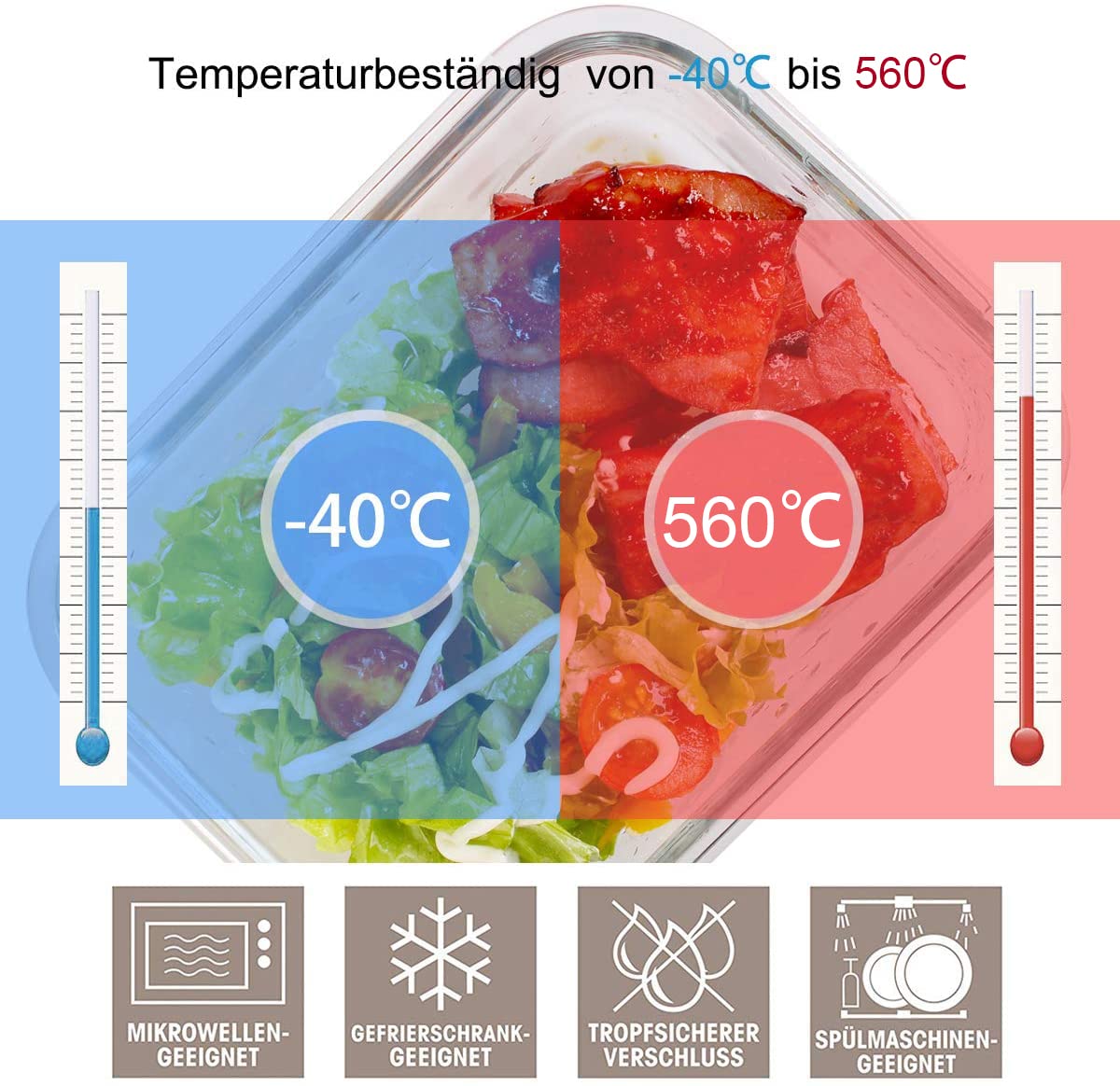 GENICOOK Frischhaltedose aus Glas/Glasbehälter mit Deckel/Vorratsdosen/Aufbewahrungsbehälter/Lebensmittelbehälter für Küche(9 Vorratsdosen mit 9 Deckel)