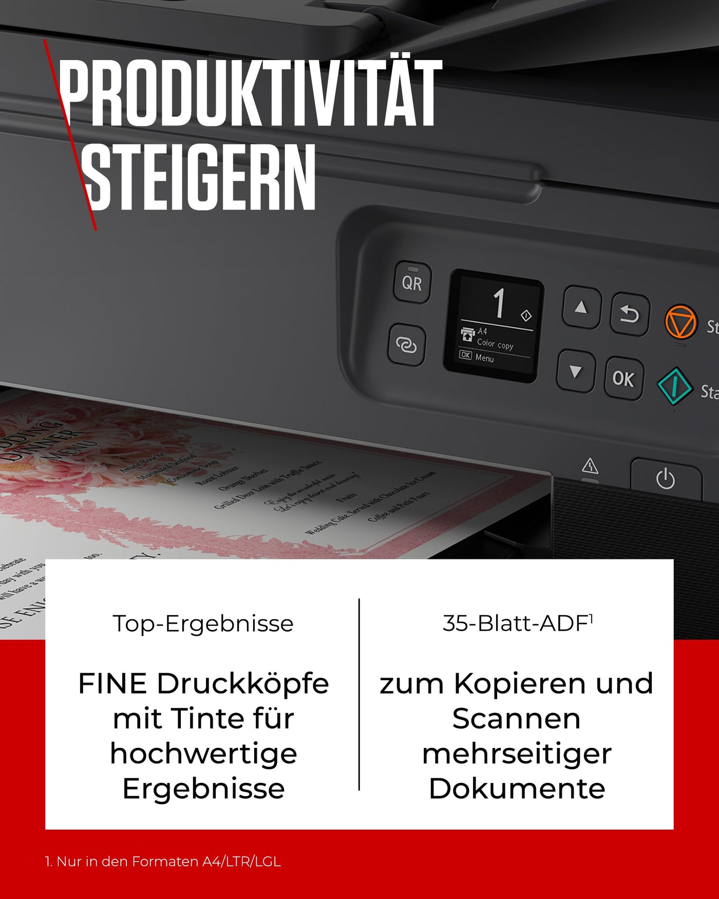 Canon PIXMA TS7450i Multifunktionsdrucker 3in1 (Tintenstrahl,Drucken, Kopieren, Scannen, A4, 35 Blatt ADF, OLED, WLAN, Duplexdruck, 2 Papierzuführungen, kompatibel mit Pixma Print Plan "Abo") Schwarz