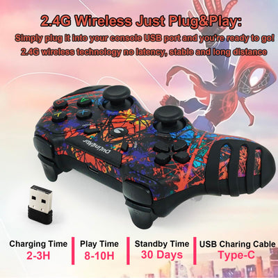 DuLingKer PC Controller Wireless, PS3 Controller PC Gamepad mit Dual Vibration, 2,4G Wireless Gaming Controller für PC Windows 11 10 8 7, PS3, Android Smart TV, TV Box, Steam, Raspberry Pi