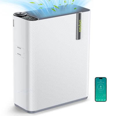 Dhyala Luftreiniger Allergiker für Wohnung Raucherzimmer, HEPA Luftfilter gegen Schimmel Staub Pollen Tierhaare, CADR 450m³/h für 161㎡, App-gesteuert Air Purifier 22dB Schlafmodus & Automodus