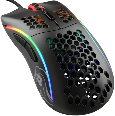 Glorious Gaming Model D Wired Gaming Mouse – superleichtes Wabendesign mit 68 g, RGB-Beleuchtung, ergonomisch, Pixart 3360 Sensor, Omron-Schaltern, PTFE-Füße, 6 Tasten – Mattschwarz