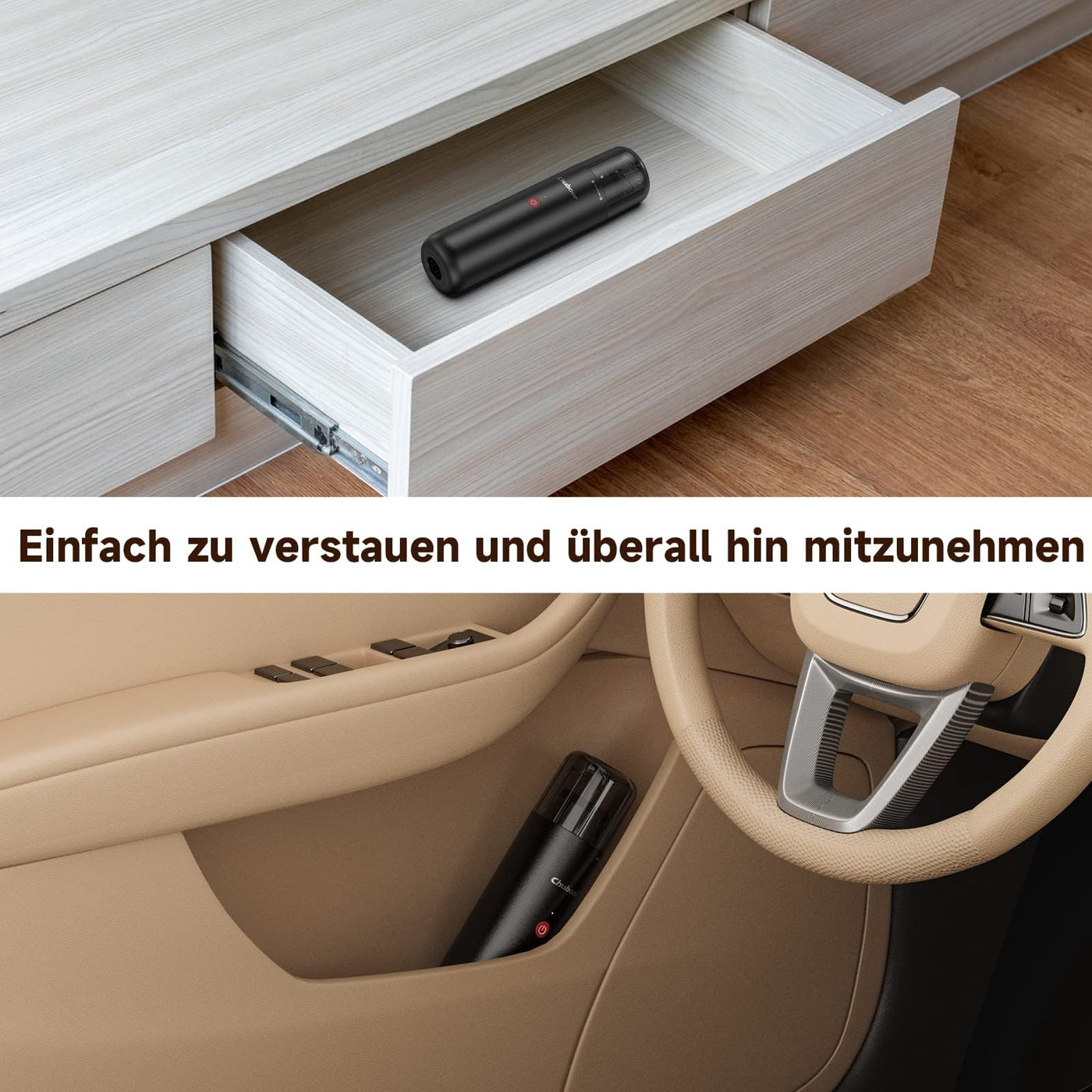 Chuboor Handstaubsauger, 8000Pa Handstaubsauger Akku, Handsauger Kabellos mit USB-C Schnellladung, Mini Saubsauger fur Auto Zuhause Wohnmobil Tierhaare-Schwarz