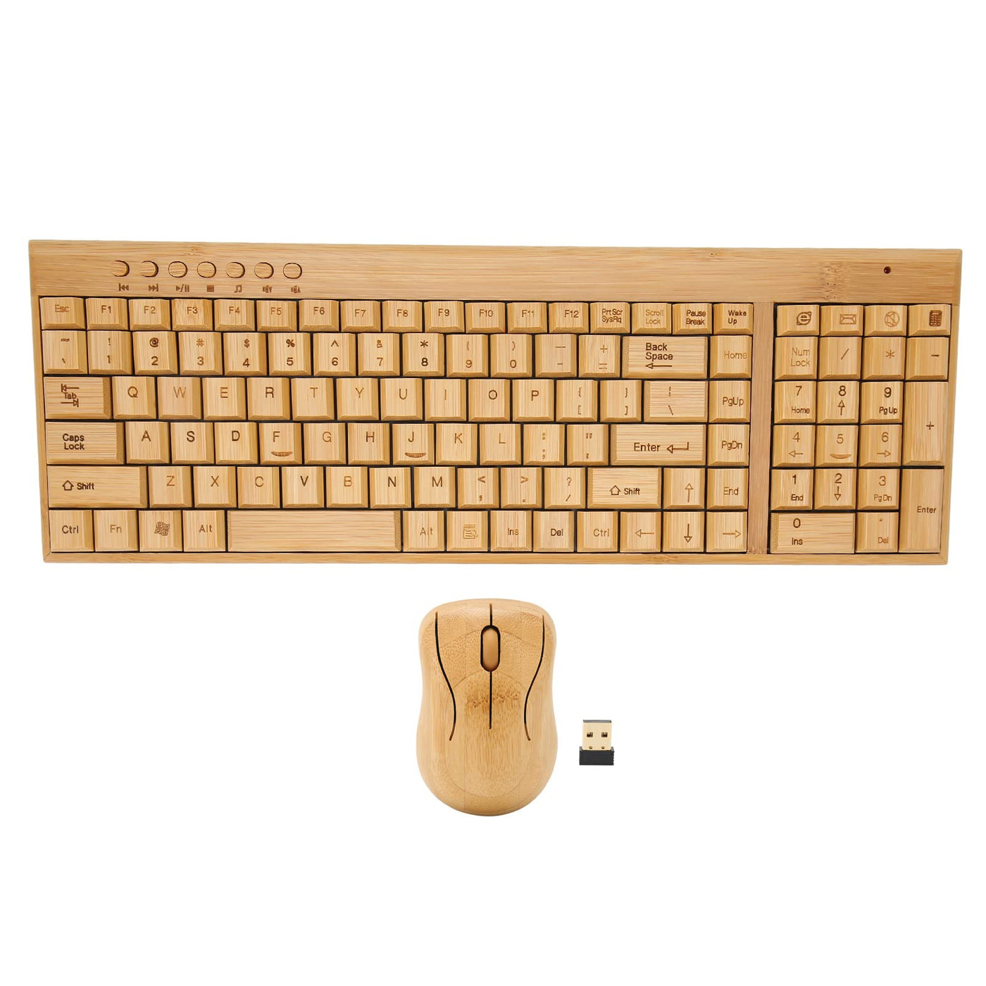 Bambus-Tastatur und -Maus, 2,4-GHz-Tastaturmaus mit Kabelloser Verbindung, Plug-and-Play, Bambusholzmaterial, für Büro und Gaming, Kombination aus Maus und