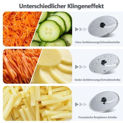 YASHE 11 in 1 Küchenmaschine, 1300W Multifunktionale Food Processor - 2,5 L Rührschüssel & 1,5 L Mixgefäß, Upgrade Schneidescheibe, Zitruspresse, Knetmaschine, Mahlwerk, Schneebesen, Zerkleinerer