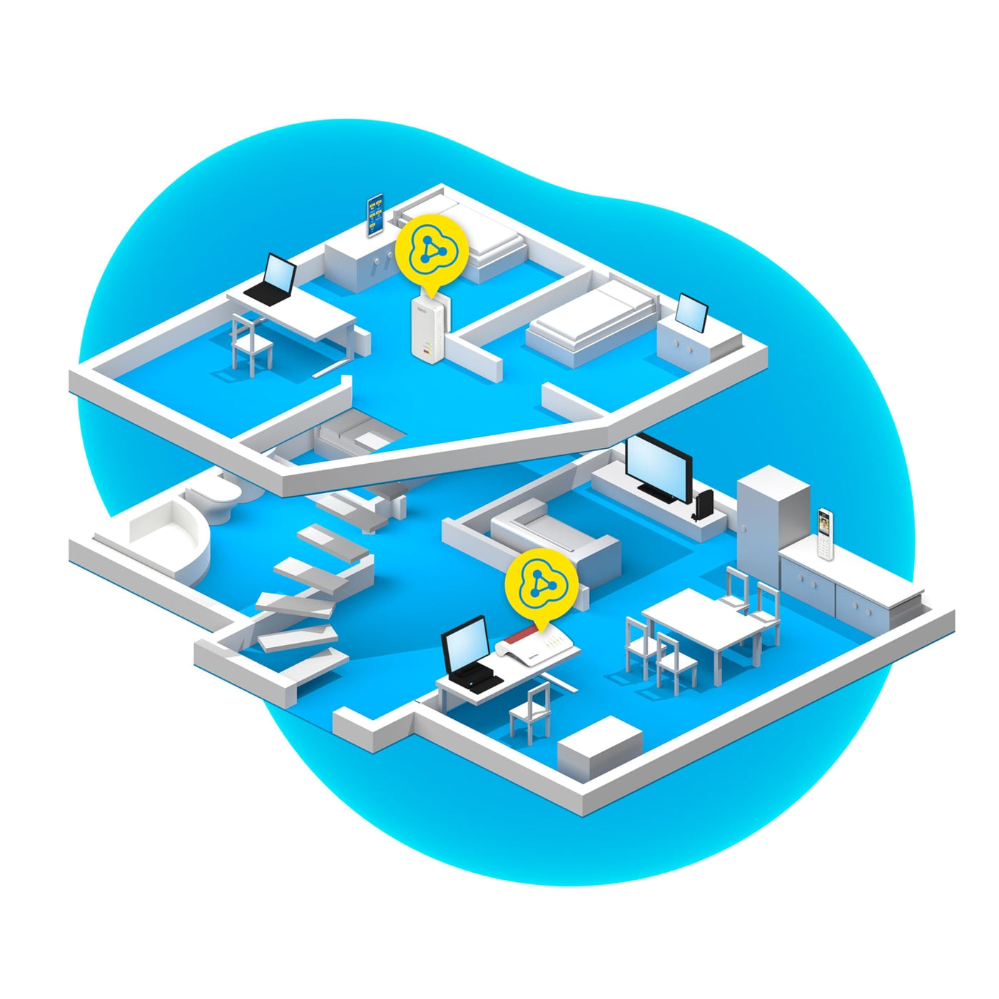 AVM FRITZ!Powerline 1260/1220 WLAN Set (WLAN-Access Point, ideal für Media-Streaming oder NAS-Anbindungen, 1.200 MBit/s, deutschsprachige Version)