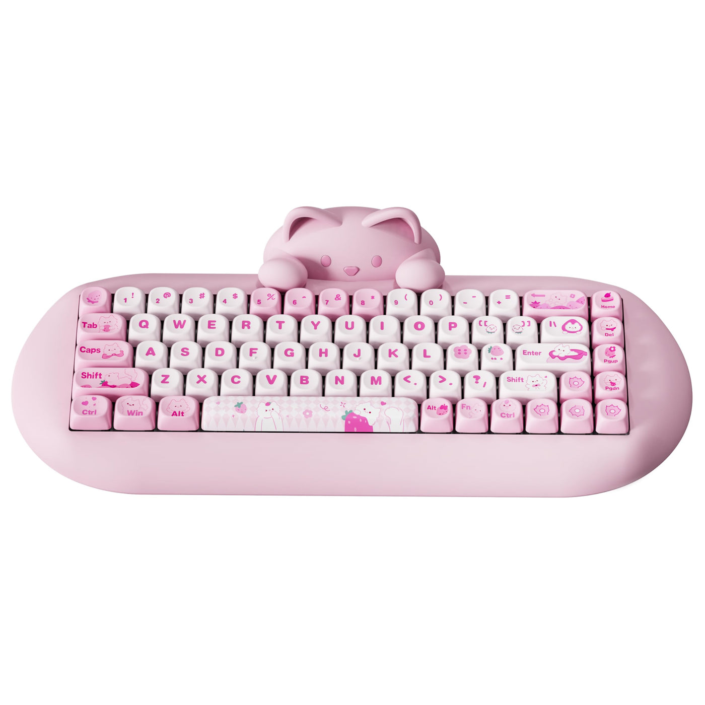 YUNZII C68 Drahtlose Mechanische Tastatur,65% Gaming Tastatur Hot Swap,Triple Mode BT5.0/2.4G/Wired Tastatur,RGB Backlit NKRO,Katze Silikon Ergonomie Tastatur Win/Mac(Milchschalter,Pink Cat)