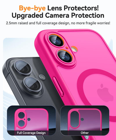 CANSHN für iPhone 16 Plus Hülle mit Kameraschutz für Magsafe (TOP Militärschutz & Magnetkraft) Extrem Haltbarkeit Hülle iPhone 16 Plus Case Stoßfest, Leuchtend Rosa