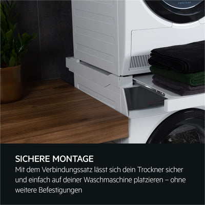 AEG Bausatz Wasch-Trocken-Säule SKP11GW3 / herausziehbare Arbeitsfläche / für AEG Waschgeräte / 52-67 cm Gerätetiefe / ergonomische Arbeitshöhe / Weiß