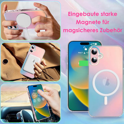 2Buyshop Handyhülle für iPhone 16 Plus Hülle für Mag-Safe Stoßfeste Kratzfeste Holografisch Irisierend Robust Schutzhülle für iPhone 16 Plus Hülle Farbwechsel Effekt iPhone 16 Plus Case Cover 6,7 Zoll