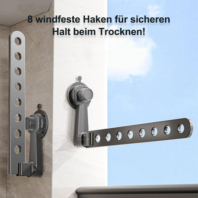 Groyells Verstellbarer Wäscheständer mit Saugnapf, Ausziehbarer Kleiderlüfter aus Aluminium, Wäschetrockner Wand, Wäscheständer Badewanne, Balkon Wäscheständer, für Waschraum, Schlafzimmer, Balkon