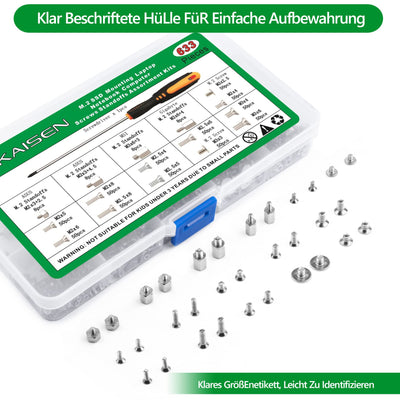 633 Stück Laptop Schrauben, M.2 NVMe SSD Montage Schrauben Set, M2 M2.5 M3 Notebook Computer Schraubenset mit Schraubendreher für Asus Gigabyte MSI-Motherboards, Kompatibel mit IBM/HP/Dell/Samsung