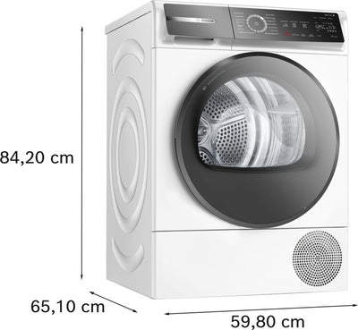 BOSCH WQB245B40 Wäschetrockner Serie 8, Wärmepumpentrockner mit 9kg Fassungsvermögen,AutoDry, SmartDry, Home Connect, AntiVibration Design, Sensitive Drying System, Weiß, 60cm