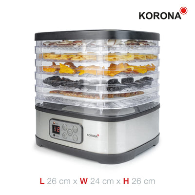 Korona 57011 Dörrautomat mit Müsliriegelform | 5 Ebenen | Trocknet Früchte, Fleisch, Fisch, Kräuter | Timer 8-72 Std. | Silikonform für Müsliriegel | BPA-frei | LED-Display