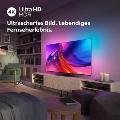 Philips Ambilight TV | 55PUS8808/12 | 139 cm (55 Zoll) 4K UHD LED Fernseher | 120 Hz | HDR | Dolby Vision | Google TV | VRR | WiFi | Bluetooth | DTS:X | Sprachsteuerung | Anthrazitfarbener Rahmen