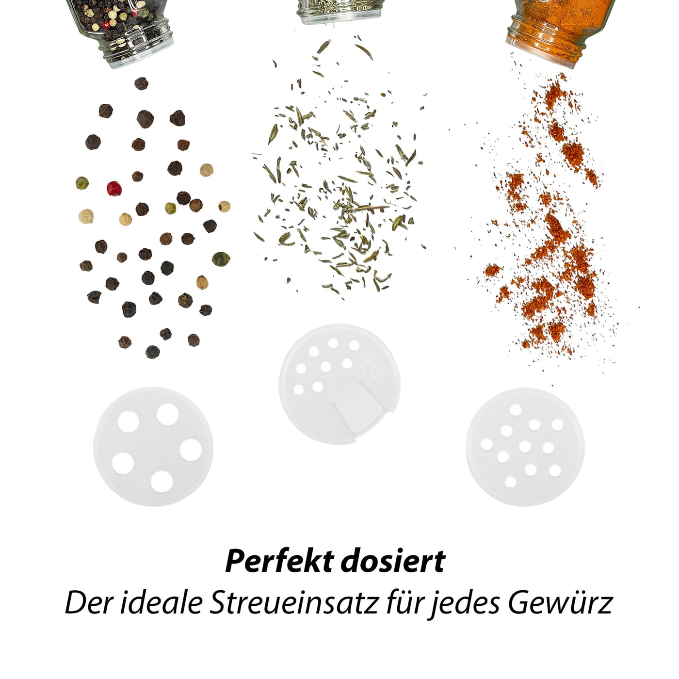 VonBueren Gewürzgläser eckig leer mit Bambusdeckel | Set mit 24 x 120 ml | Gewürzbehälter mit Streueinsatz | spice jars glas | Gewürzstreuer aus Glas | Gewürzstreuer