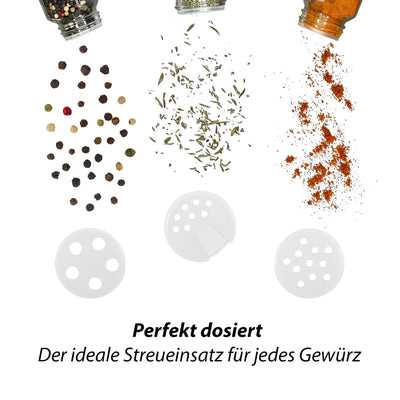 VonBueren Gewürzgläser eckig leer mit Bambusdeckel | Set mit 24 x 120 ml | Gewürzbehälter mit Streueinsatz | spice jars glas | Gewürzstreuer aus Glas | Gewürzstreuer