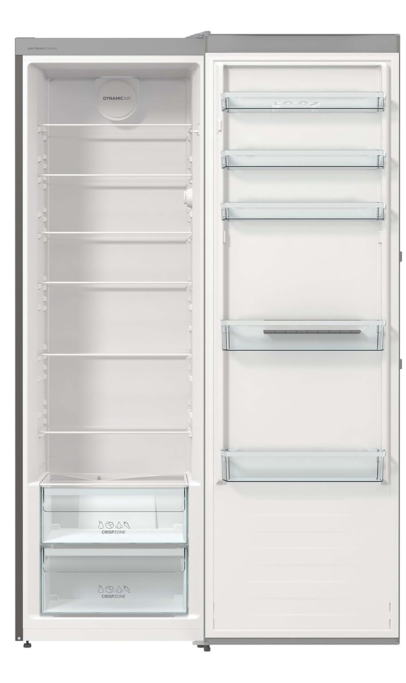 Gorenje R 619 EES5 Kühlschrank / 185cm / Umluft-Kühlsystem/Schnellkühlfunktion/Kühlteil 398 Liter/Inox Look, Silber