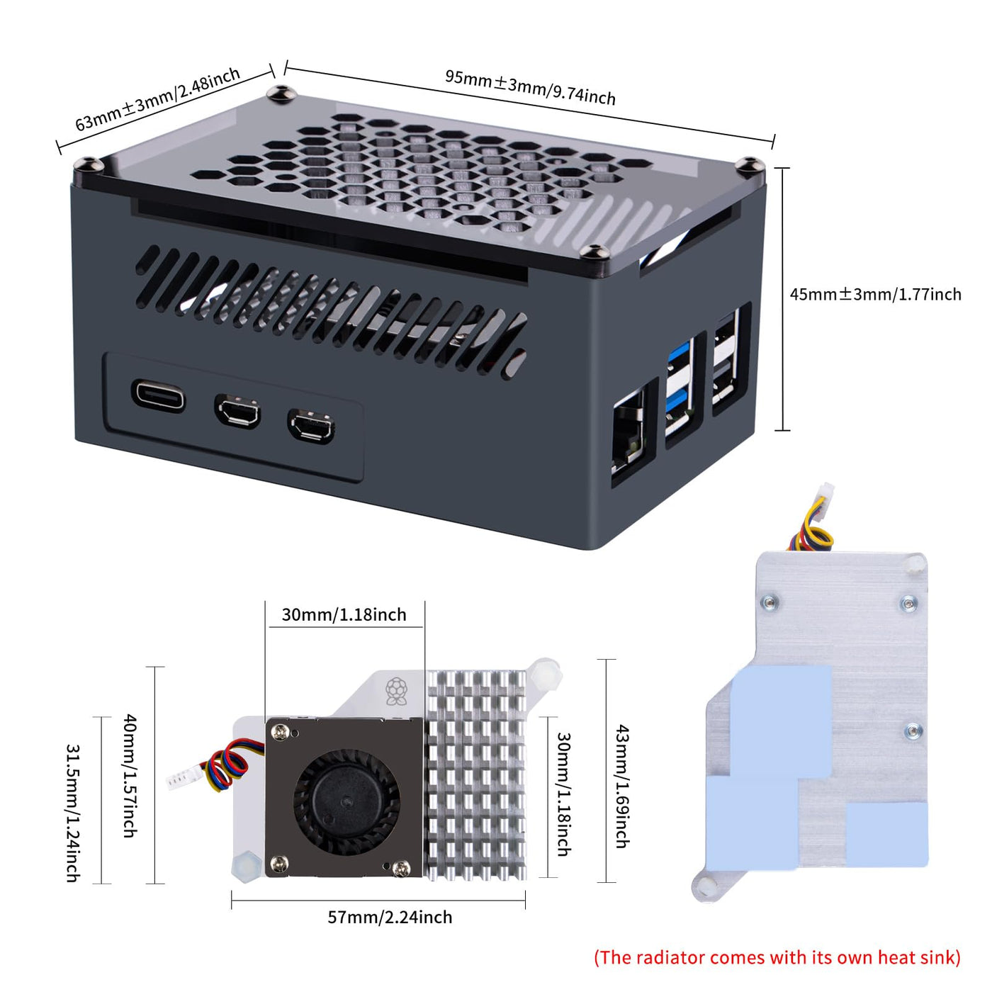 GeeekPi Raspberry Pi 5 Aluminiumgehäuse mit Official Active Cooler, Support PCIe M.2 NVMe SSD Shield Top X1001 / X1000 / N04 / N05