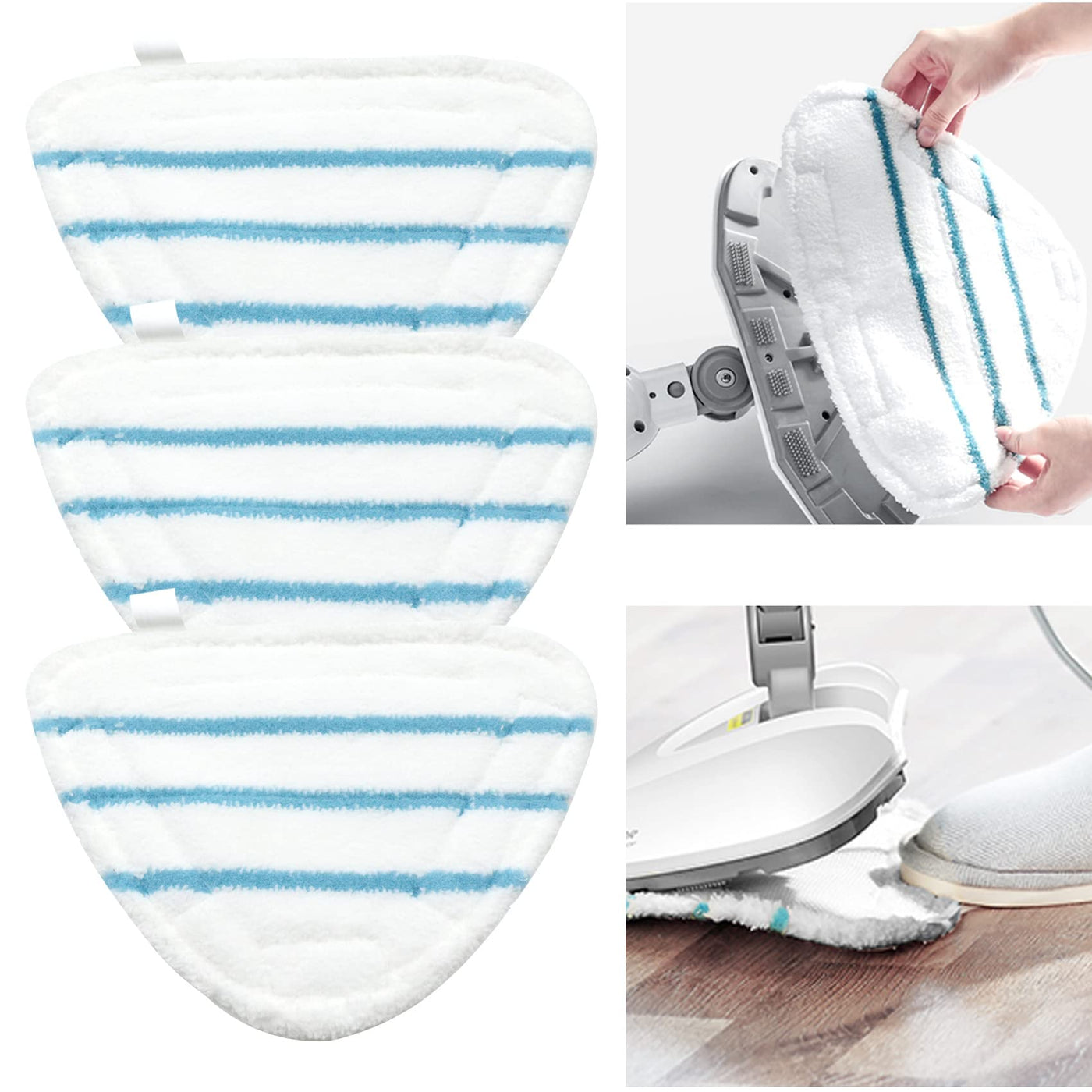 Ersatztücher Dampfreiniger Bodentücher Dampfbesen Pad - 3 Stück Dampfbesen Ersatzpads mit Dreieckigem Ersatztücher Dampfbesen Mop Pads Ersatztücher langlebig für Dampfreiniger Zubehör