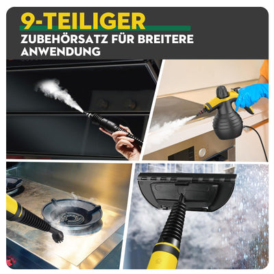 Dampfreiniger, 1050W Hochleistung Dampfreiniger Handgerät, Mit 9 speziellen Fleckenentfernungszubehörteilen, Ideal für Bodenreinigung, Auto, Bad, Dusche, Polstermöbel, Fenster und Fettabreinigung