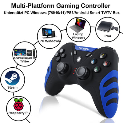 DuLingKer PC Controller Wireless, PS3 Controller PC Gamepad mit Hall Effect Joystick und Dual Vibration, 2,4G Wireless Gaming Controller für PC Windows, Laptop, PS3, Android TV, Steam, Raspberry Pi