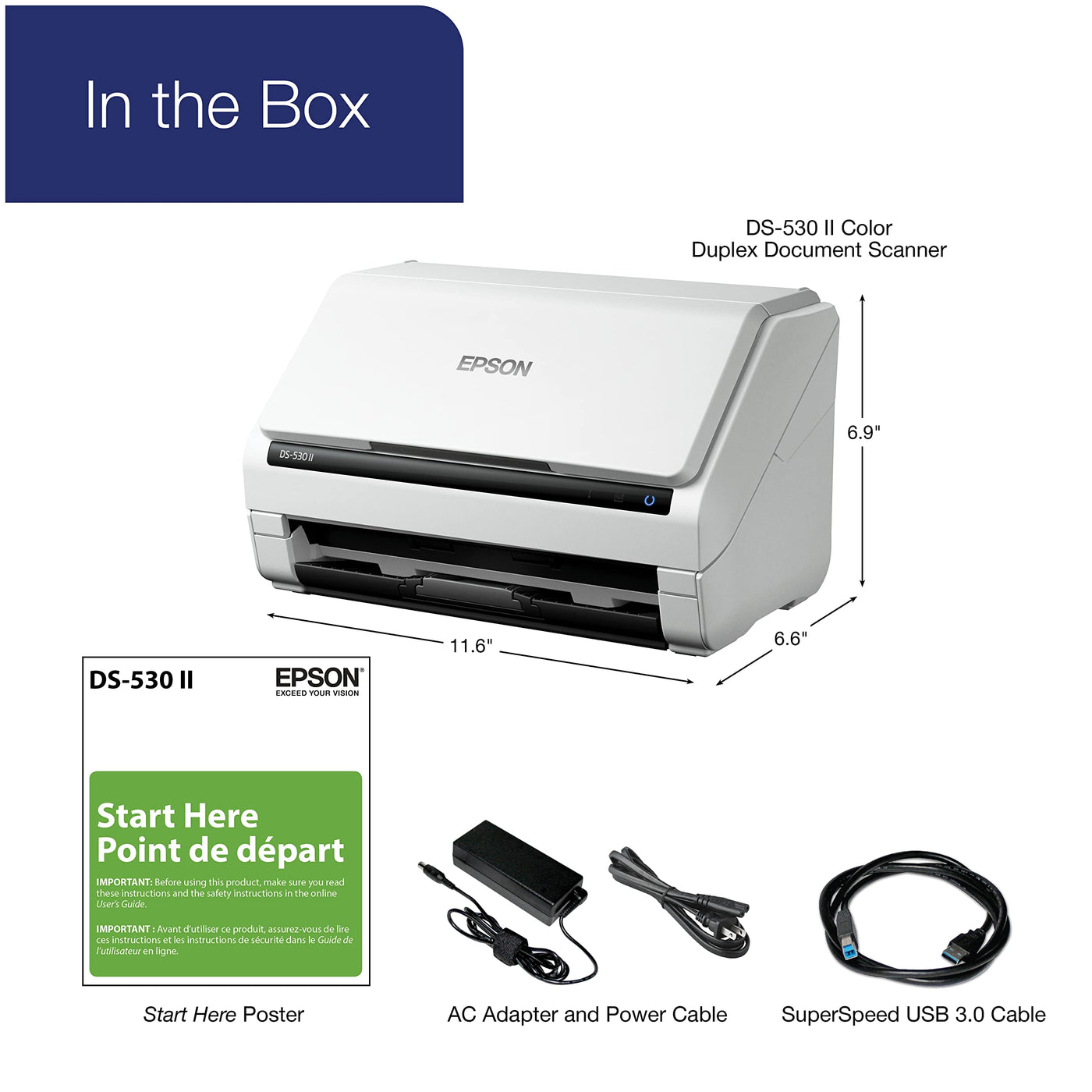 Epson DS-530 II Farb-Duplex-Dokumentenscanner für PC und Mac mit Vorlageneinzug, automatischer Dokumenteneinzug (ADF)